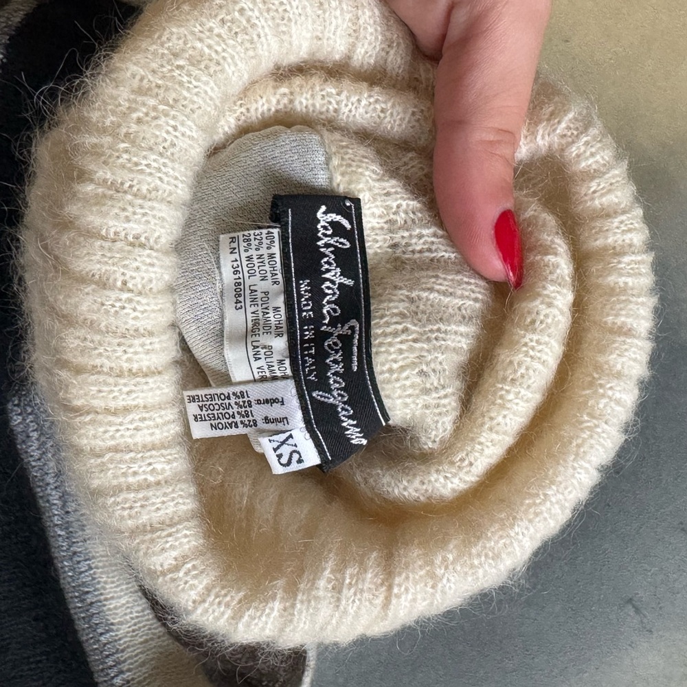 Salvatore Ferragamo Black and Gray Striped Knit